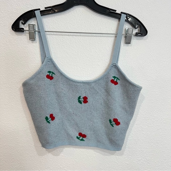 Altard State Cherry Cardigan Crop Top Tank Set Women’s Size Large - Picture 2 of 7